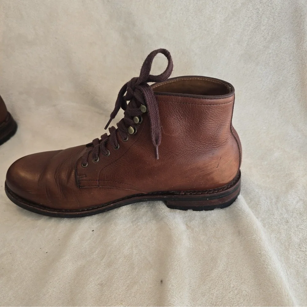 J Crew Kenton Plain-toe Boot Leather Vibram Sole Brown Men's Size 10